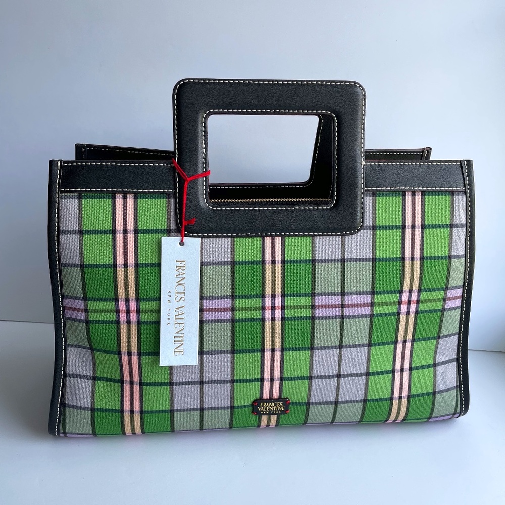 Frances Valentine Pink and Green Plaid Tote
